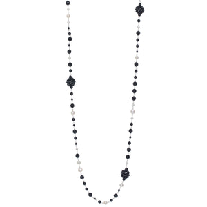 Elegant Pearl and Onyx Toggle Necklace