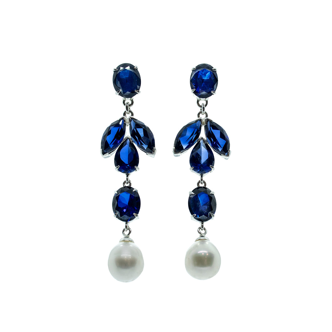 Glamorous Sapphire and Pearl Earrings