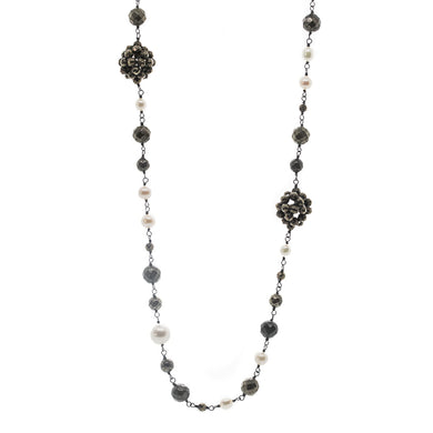 Elegant Pyrite and Pearl Necklace