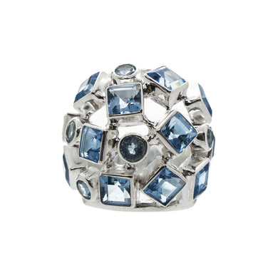 Deco Swiss Blue Topaz Ring